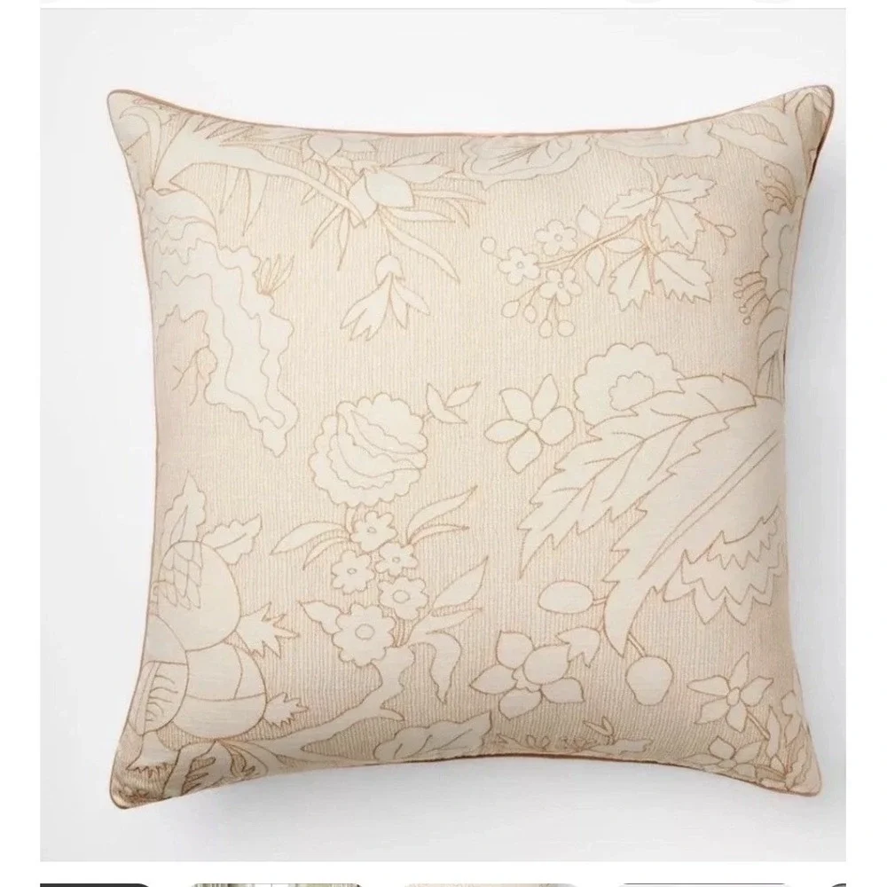 Threshold Embroidered Floral Orange Cream‎ Throw Pillow Cases Set of 2 24x24